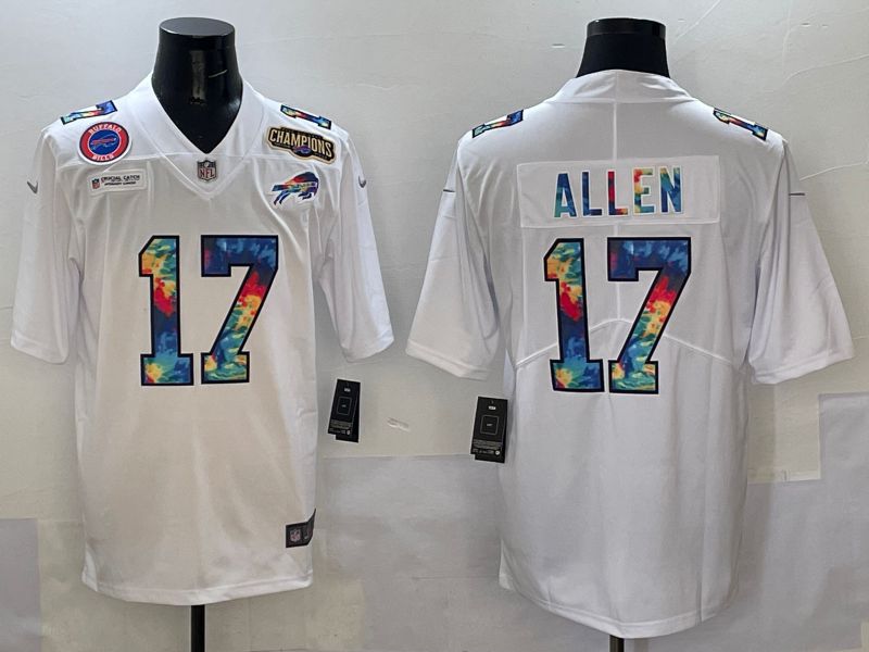 Men 2025 Buffalo Bills 17 Allen White Rainbow Nike Limited NFL Jersey style 3